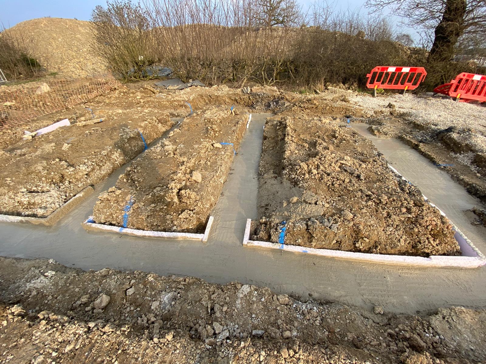 Concrete foundation pouring